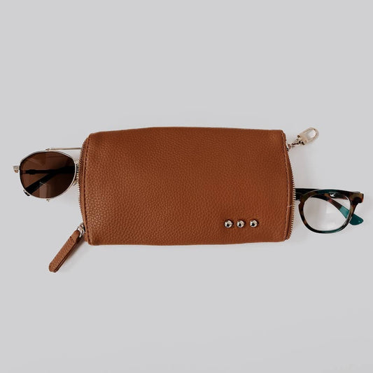 Skyla 2-in-1 Glasses Case Holder: Brown