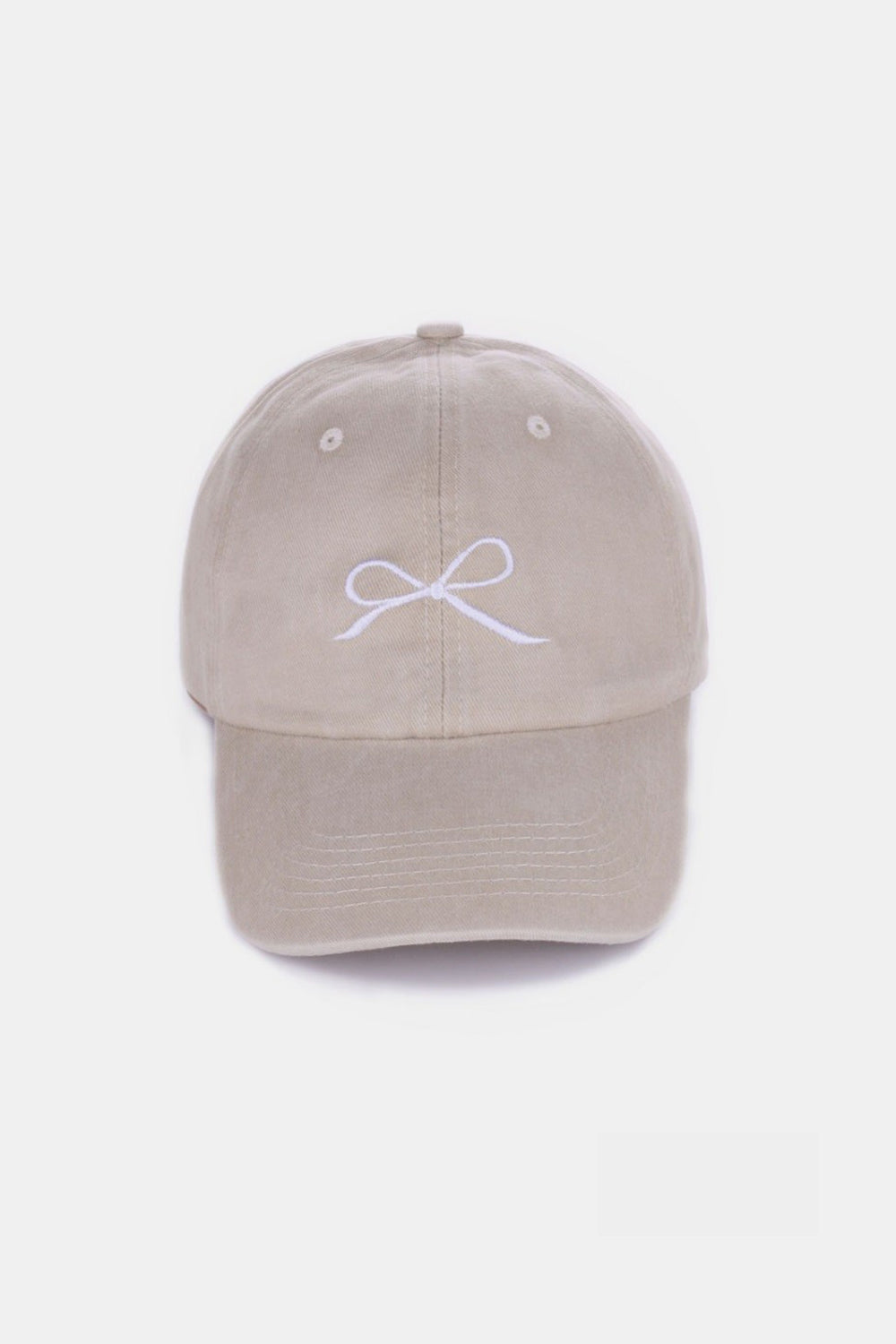 Bow Embroidered Washed Ballcap