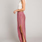 Striped Smocked Cover Up Pants - Fuschia