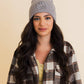 Smiley Face Embroidered Ribbed Knit Beanie: Green