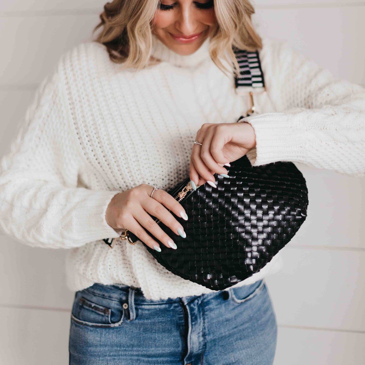 RESTOCKED! Westlyn Woven Bum Bag: Checkered Brown