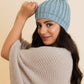Chunky Cable Knit Pom Beanie: Ivory