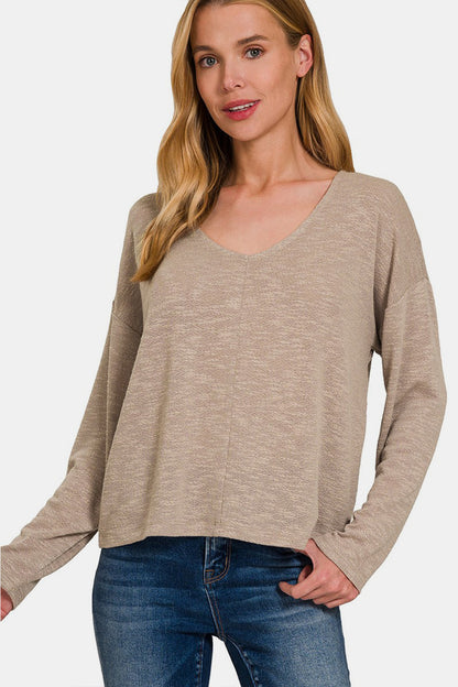 Dropped Shoulder Long Sleeve - Mocha