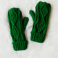 Classic Green Cable Knit Mittens
