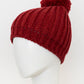 Chunky Cable Knit Pom Beanie: Ivory