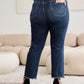 RFM Tummy Control Straight Leg Cropped Jeans - Distressed