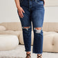 RFM Tummy Control Straight Leg Cropped Jeans - Distressed