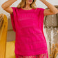 Fringed Hem Knit Top - Fuchsia