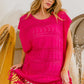 Fringed Hem Knit Top - Fuchsia