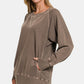 Pigment Dyed French Terry Sweatshirt w/Pockets - Brown
