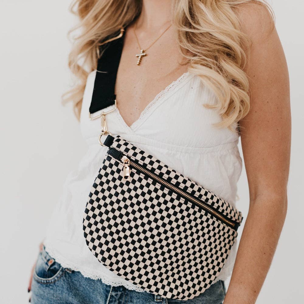 Westlyn Woven Bum Bag Wholesale - NEW COLOR ADDED!: Checkered Coffee