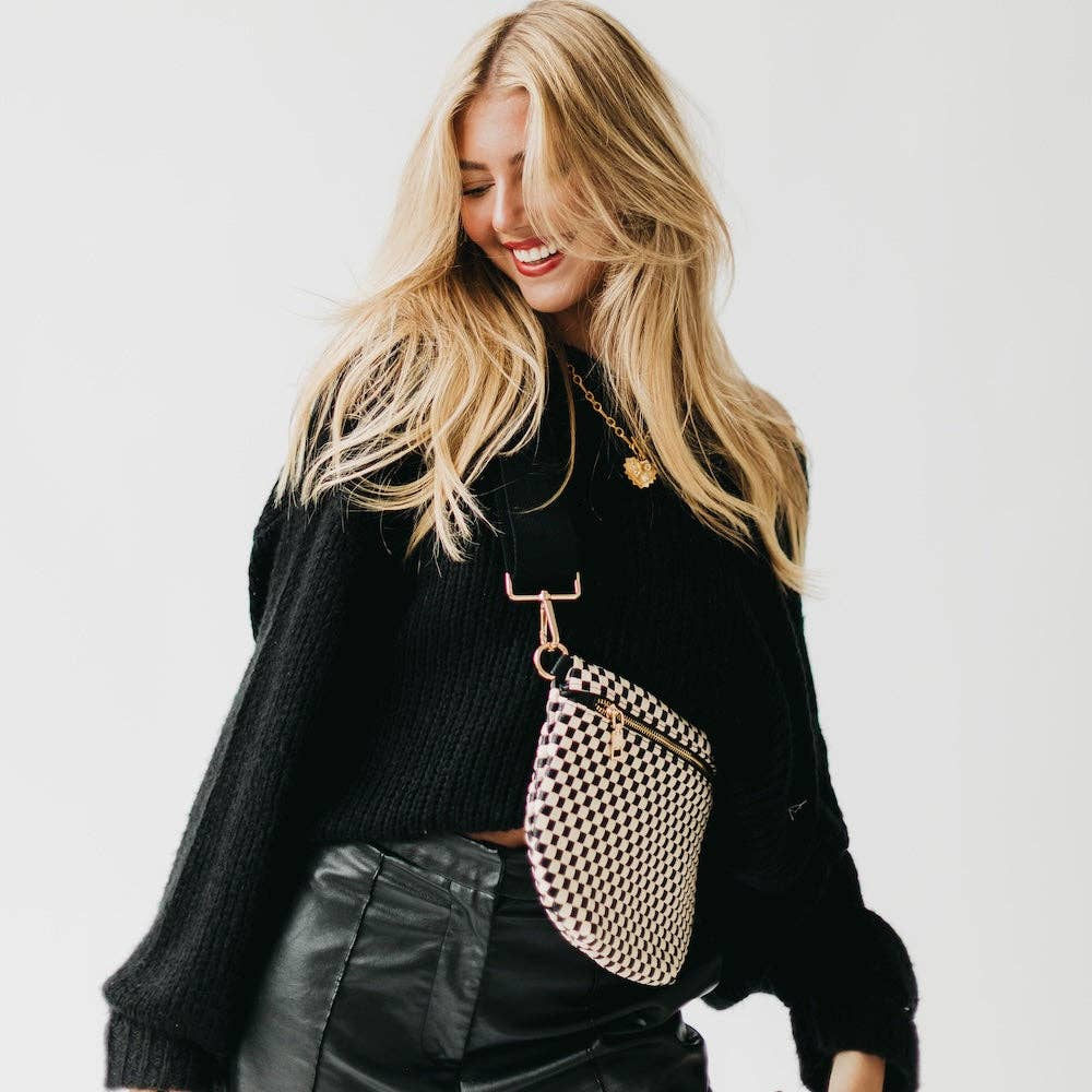 Westlyn Woven Bum Bag Wholesale - NEW COLOR ADDED!: Checkered Coffee