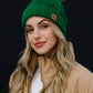 Classic Green Cable Knit Pom Hat