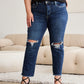 RFM Tummy Control Straight Leg Cropped Jeans - Distressed
