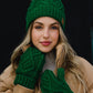 Classic Green Cable Knit Pom Hat