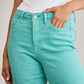RFM Tummy Control Cropped Wide Leg Jeans - Island Green