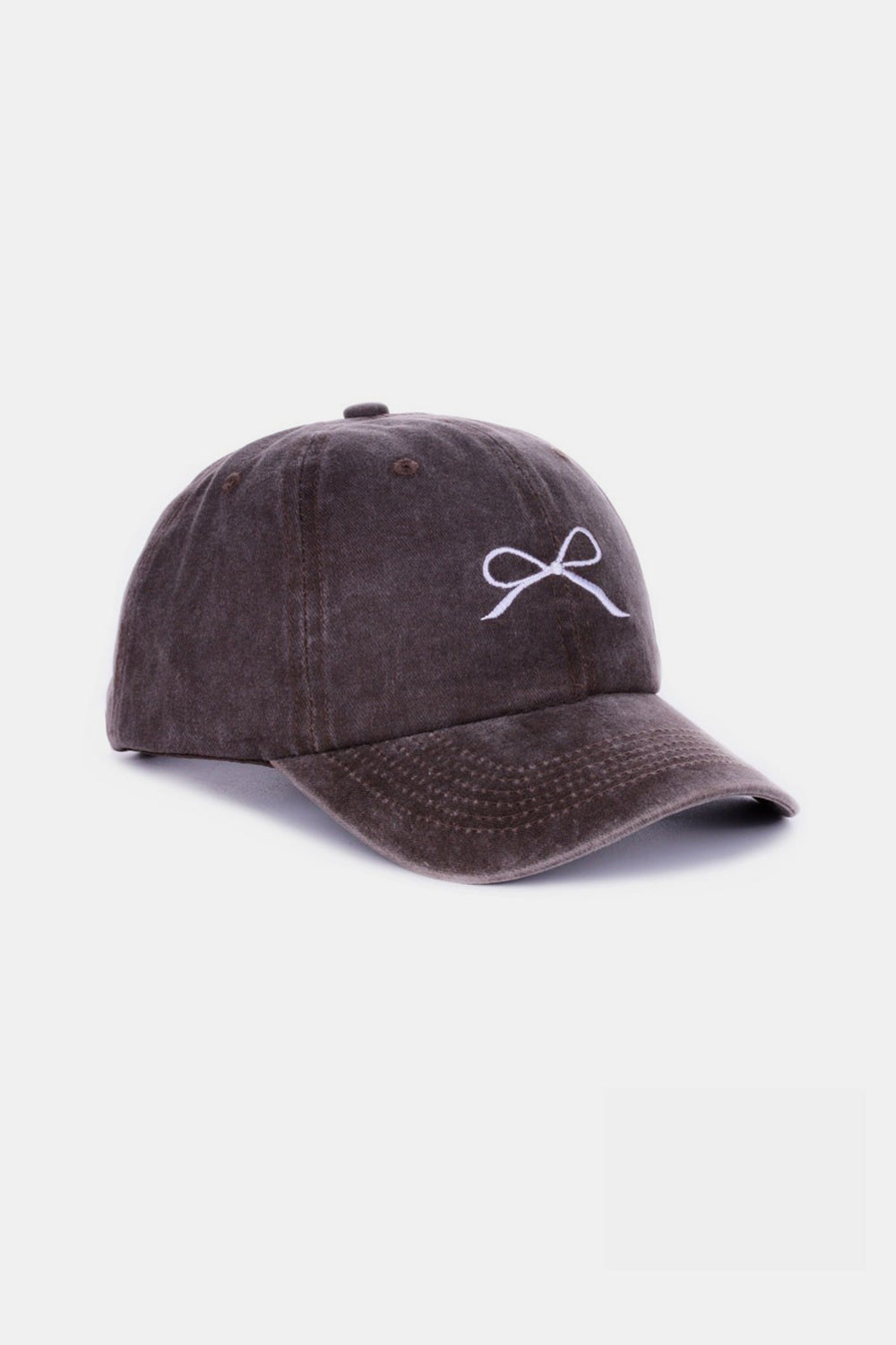 Bow Embroidered Washed Ballcap