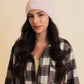 Smiley Face Embroidered Ribbed Knit Beanie: Mustard
