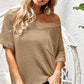 V-Neck Short Sleeve Knit Top - Cappucino