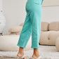 RFM Tummy Control Cropped Wide Leg Jeans - Island Green