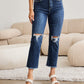 RFM Tummy Control Straight Leg Cropped Jeans - Distressed