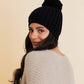 Chunky Cable Knit Pom Beanie: Ivory