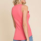 Ribbed Round Neck Tank - Coral Pink