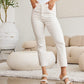 RFM Tummy Control High Waist Cropped Boot Cut Jeans - Off White