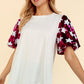 Star Sequin Bubble Short Sleeve Top