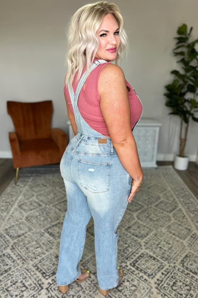 Judy Blue Distressed Straight Leg Overalls