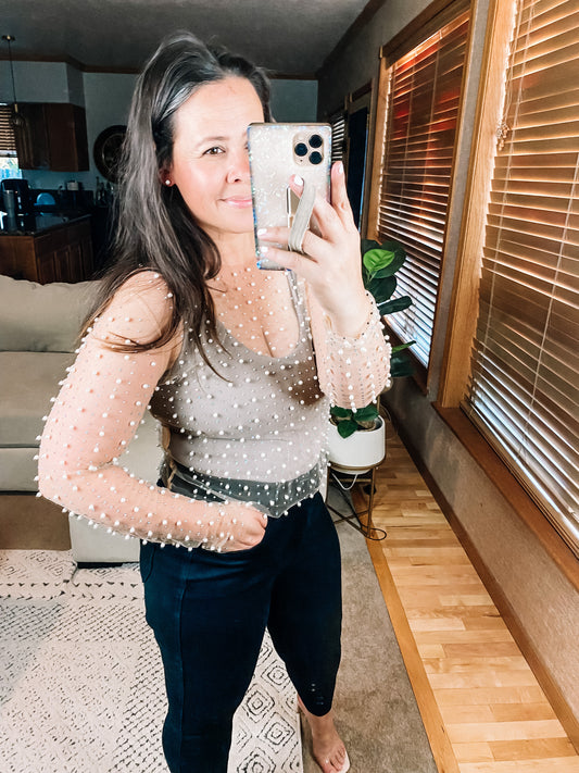 Pearl Diver Layering Top in Beige