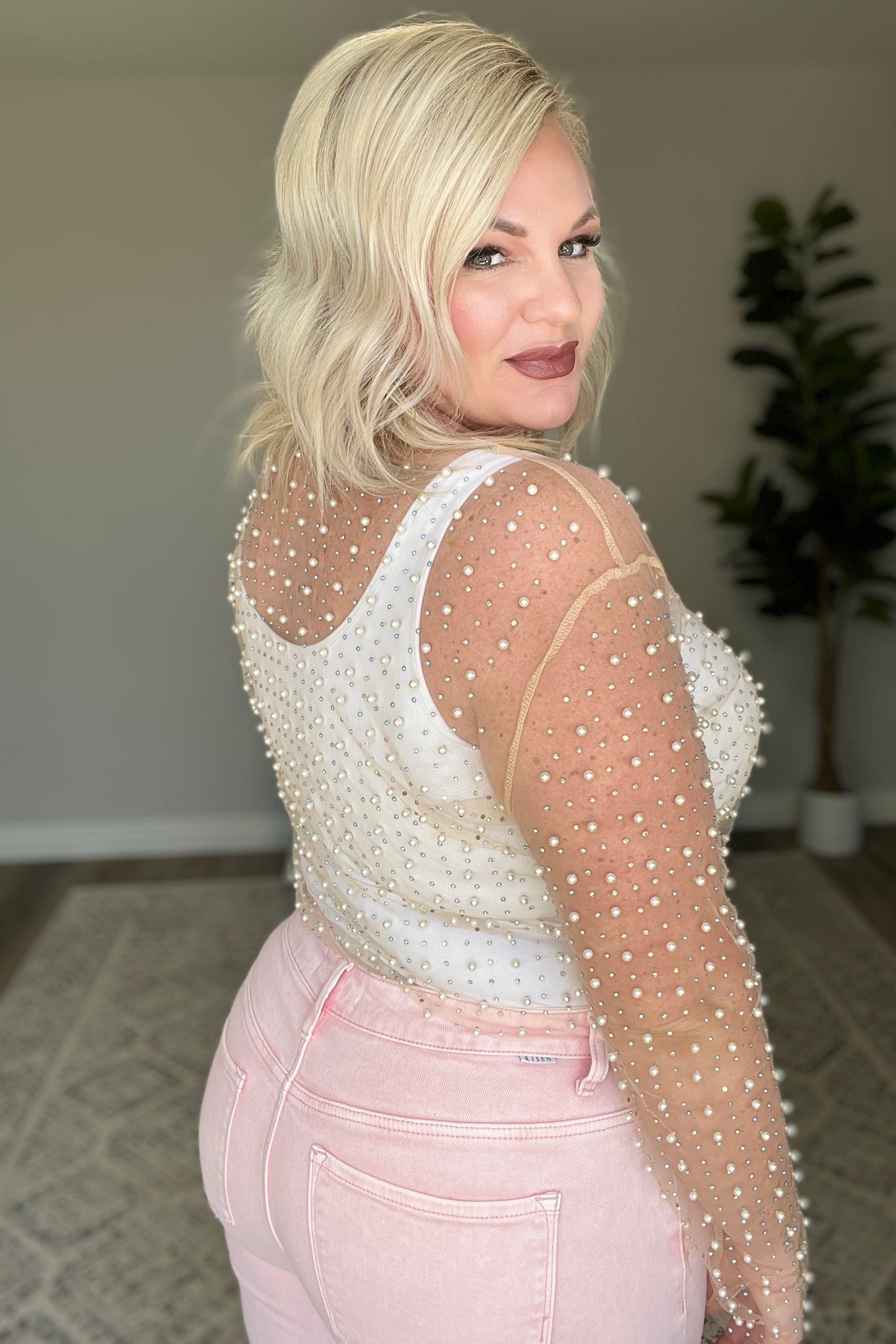 Pearl Diver Layering Top in Beige