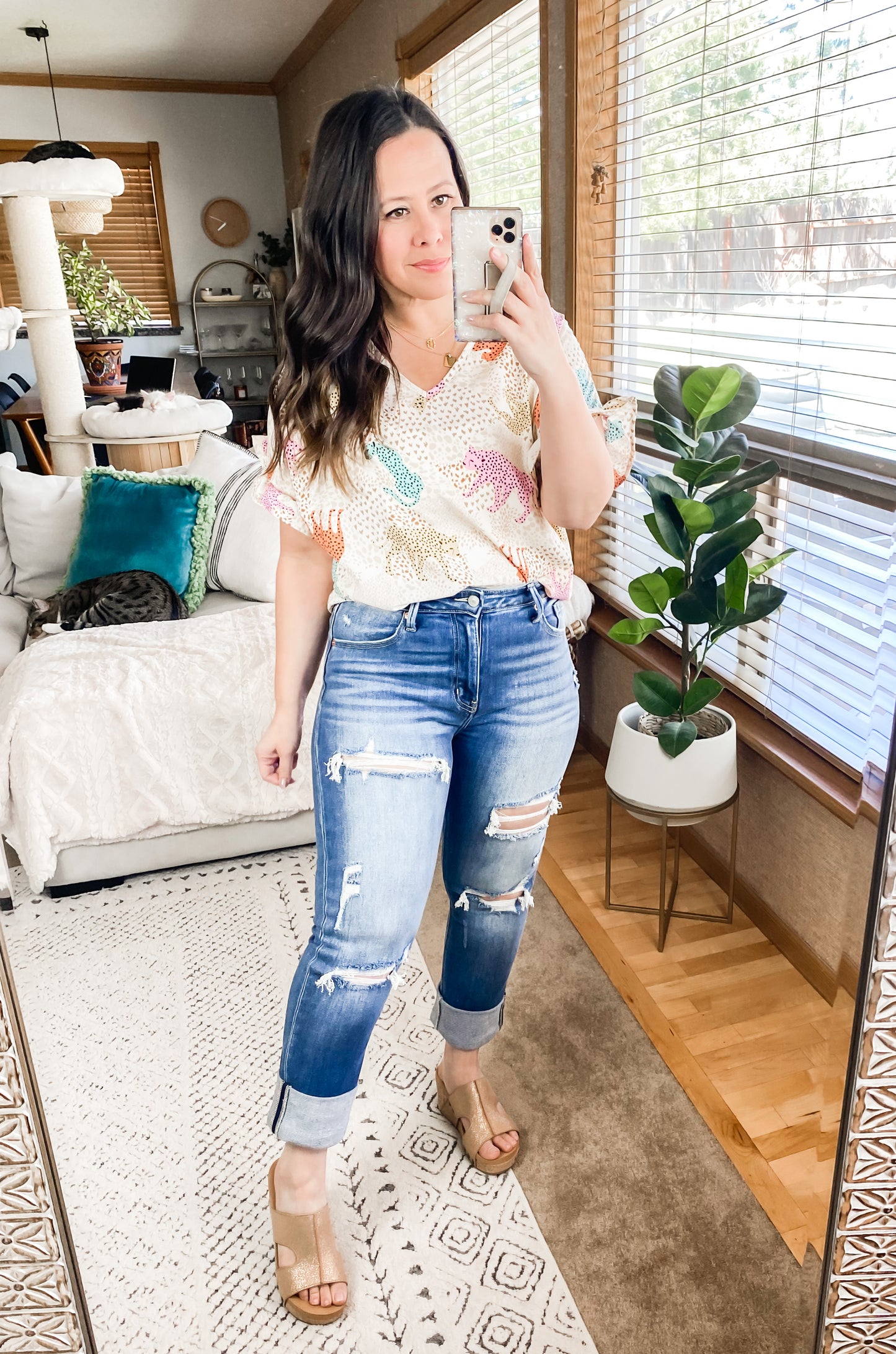 ARTEMIS High Rise Distressed Straight Jeans