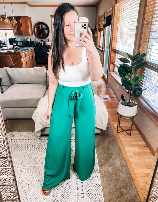 On The Other Side Wide Leg Pants in Green