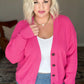 Pleasant Greetings V-Neck Cardigan in Fuchsia