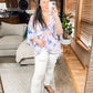 Fabled in Floral Draped Peplum Top in Ivory