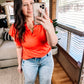 Listen Up V-Neck Top in Tomato