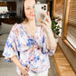 Fabled in Floral Draped Peplum Top in Ivory