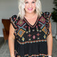 Sophia Embroidered Blouse in Black