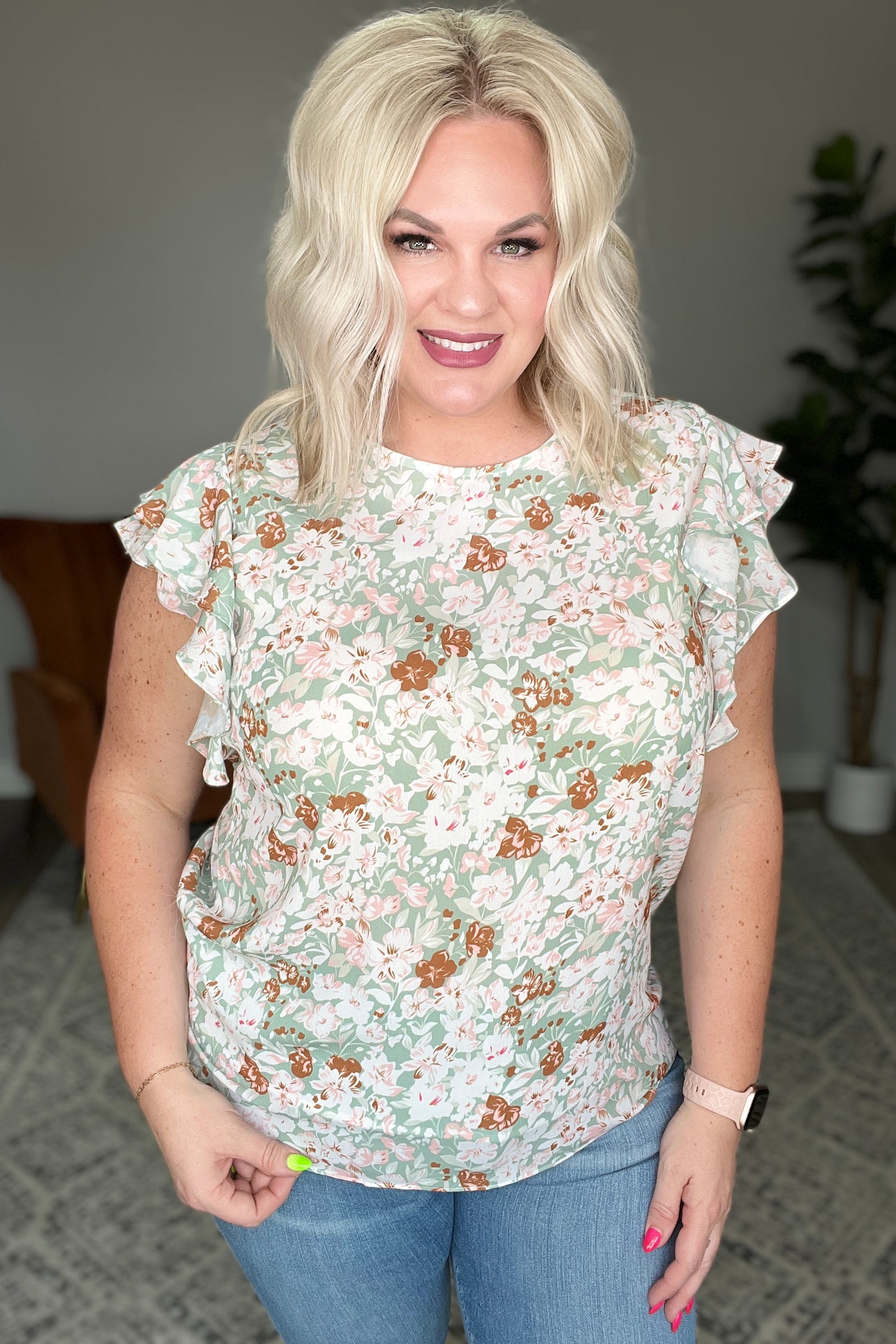 I've Got a Feeling Floral Flutter Sleeve Top