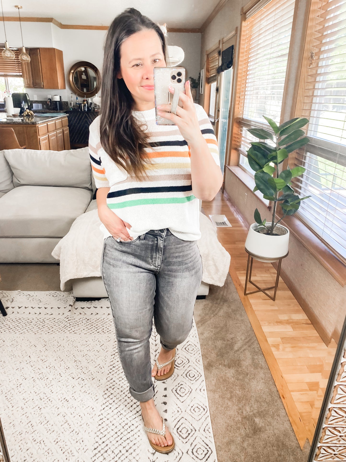 Judy Blue High Rise Stone Wash Slim Jeans in Gray