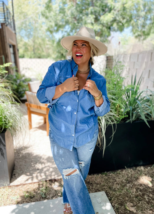 PREORDER: DAKOTA DENIM TOP (SHIPS MID-LATE SEPTEMBER)