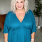 Storied Moments Draped Peplum Top in Teal