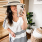 Fringe And Stripes Beaded Boho Earrings - Black And White