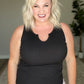 Daily Essential Notched Ribbed Tank in Black