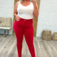 Judy Blue High Rise Control Top Garment Dyed Skinny Jeans in Ruby