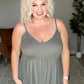 Never Not Loving V-Neck Cami in Gray Green