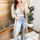 Bayeas Ultra High Rise Fly Distressed Stretch Flare Jean