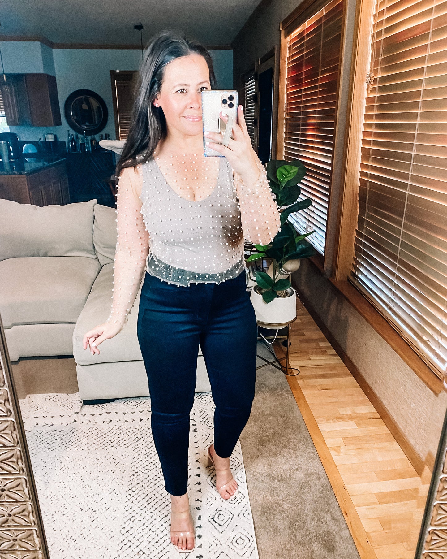 Pearl Diver Layering Top in Beige