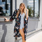 Navy Tropical Birds Tie Front Kimono - Preorder